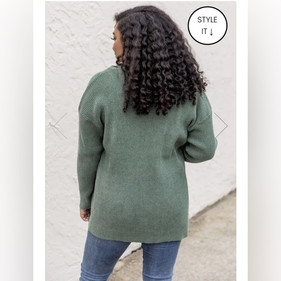 Pink Lily Olive Brushed Ribbed Super Soft Shacket - Picture 5 of 9